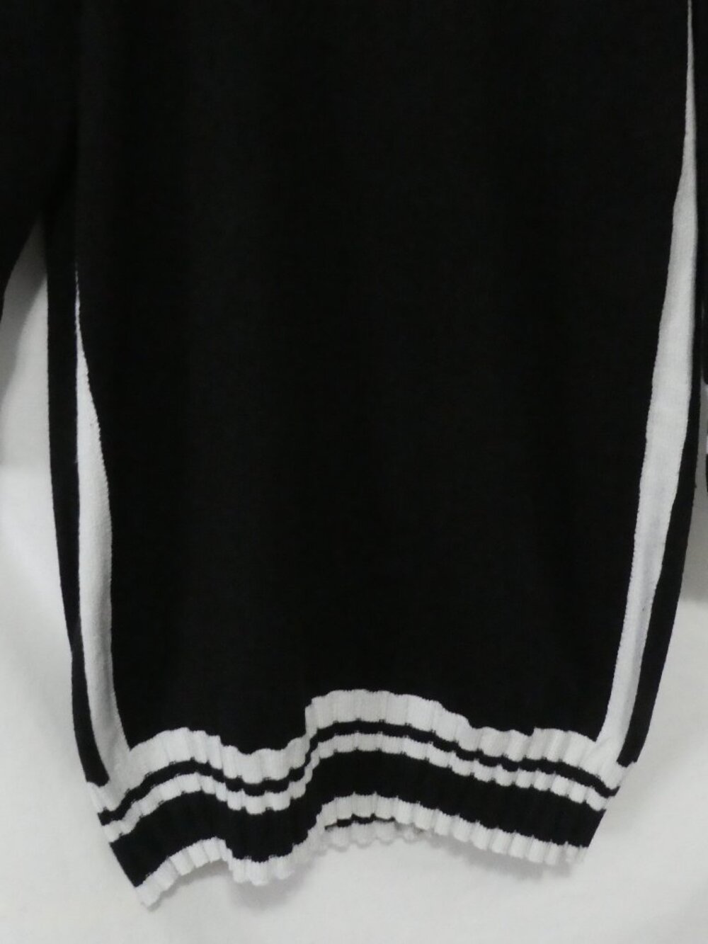 TRISTAN Long Mock Neck Sweater Dress Button Detail - Black and White - Medium - Picture 8 of 16